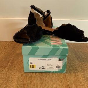 Madeline girl women’s Salty black flat with ankle strap